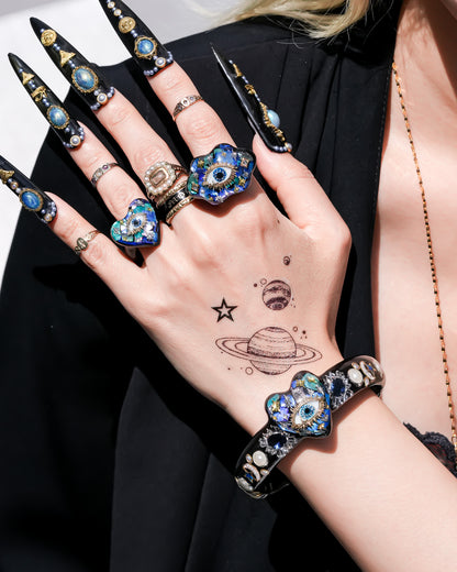 Mystic heart eye Bracelet -Black × Blue green