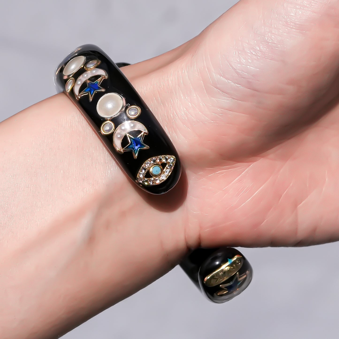 Mystic heart eye Bracelet -Black × Blue green