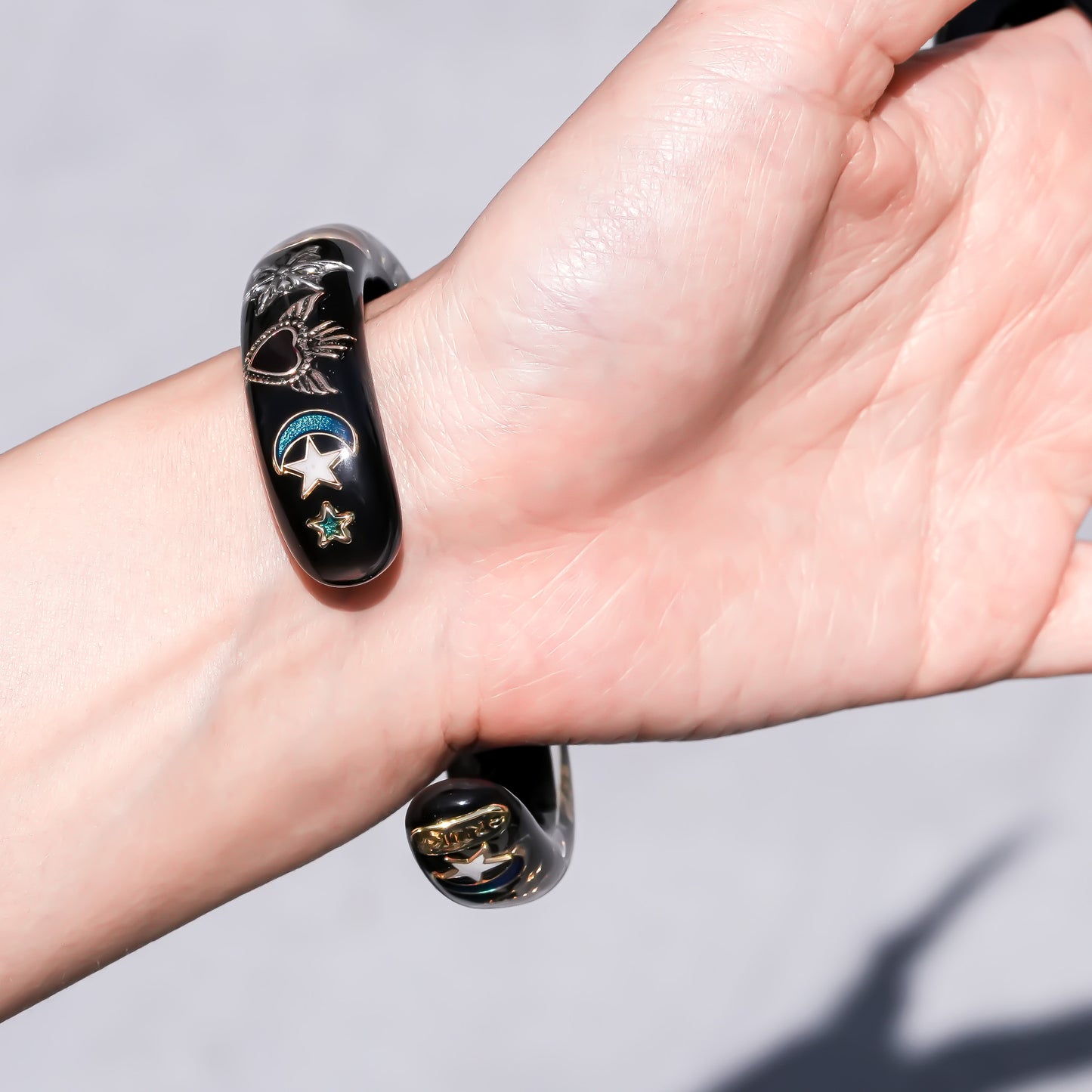 Mystic heart eye Bracelet -Black × Blue green × white
