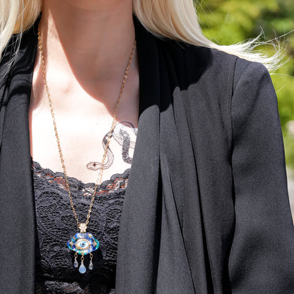 Mystic rain cloud necklace -Blue green