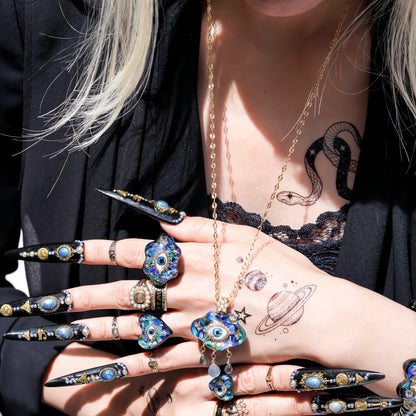 Mystic rain cloud necklace -Blue green