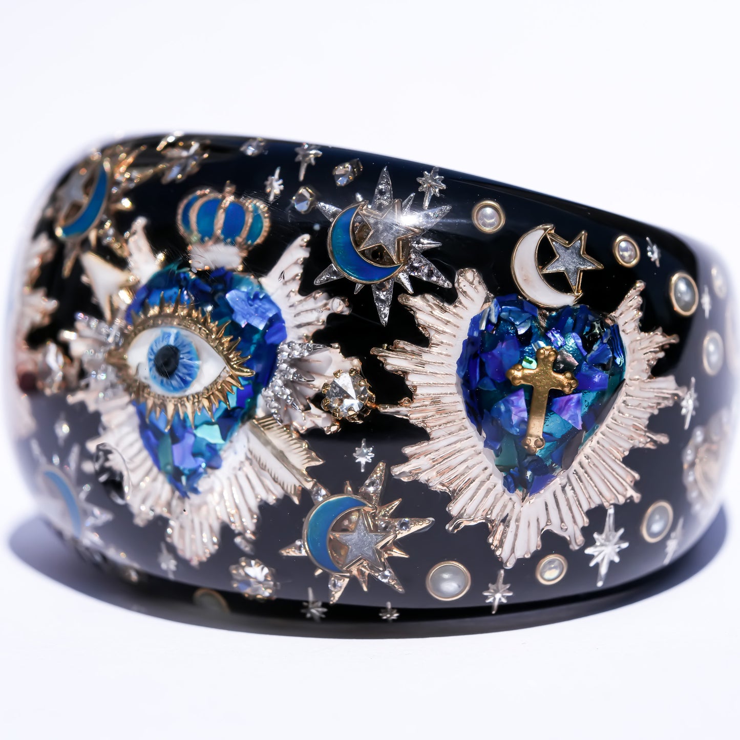 Midnight blue heart eye bracelet - Black × Blue