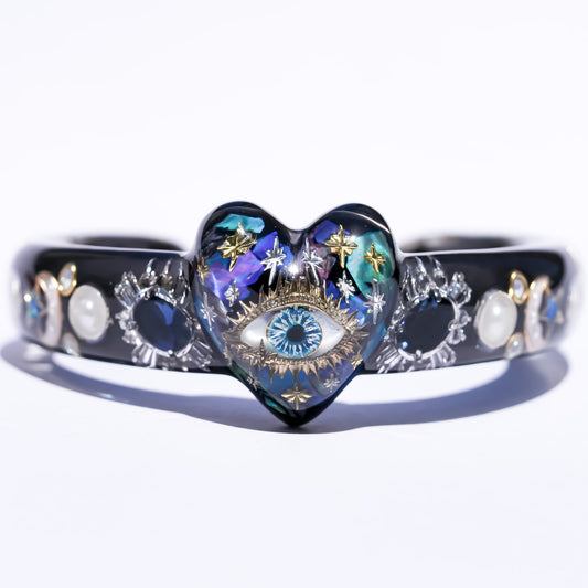 Mystic heart eye Bracelet -Black × Blue green