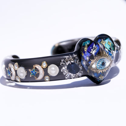 Mystic heart eye Bracelet -Black × Blue green