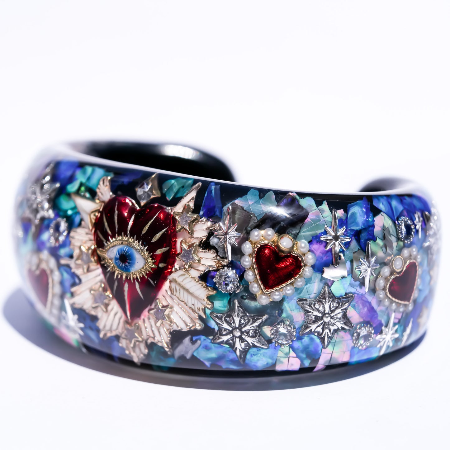 Sacred Heart Eye Bracelet -Blue green × Red