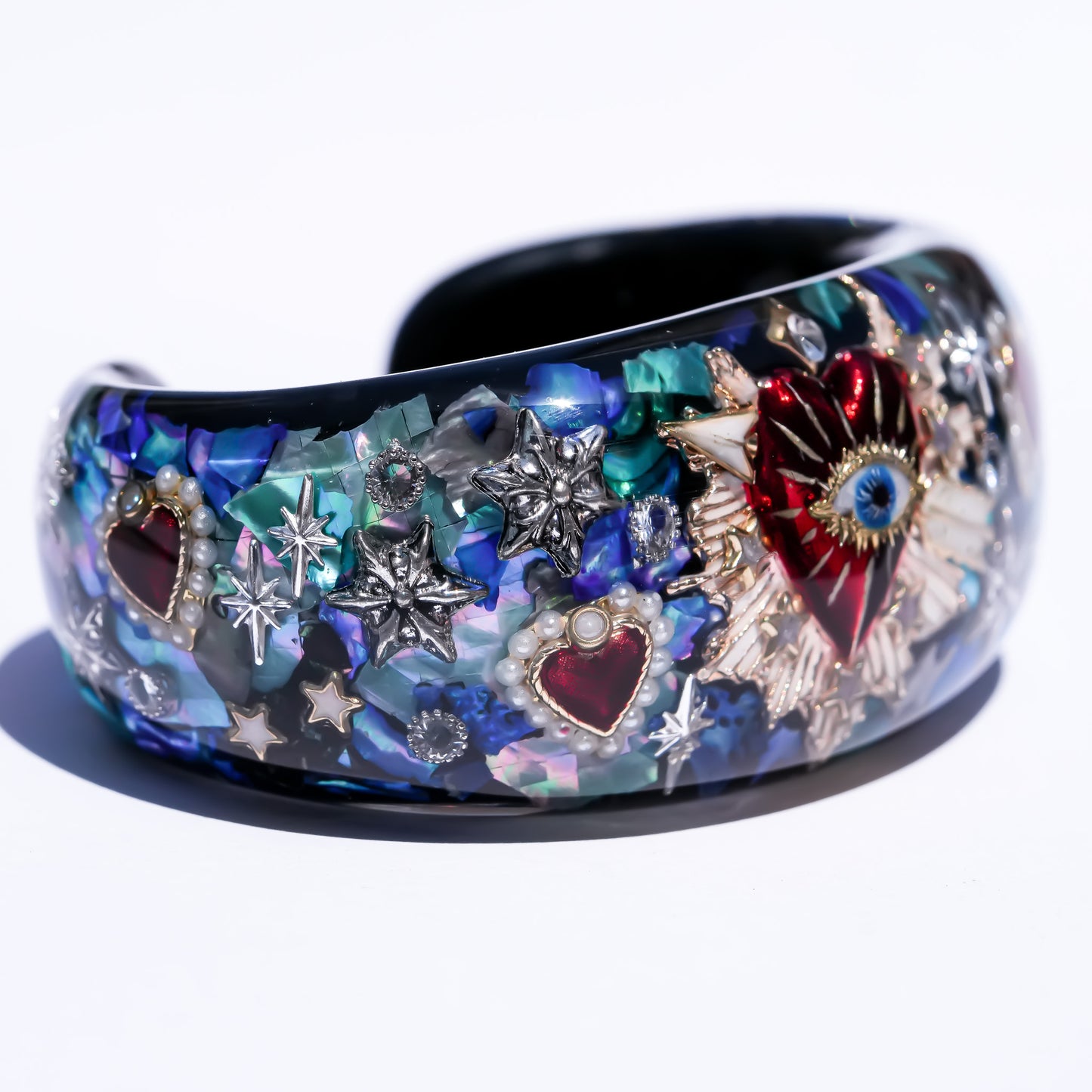 Sacred Heart Eye Bracelet -Blue green × Red