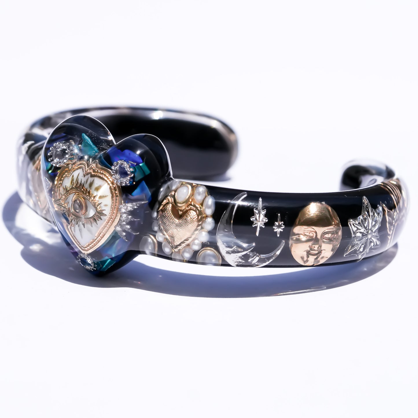 Mystic heart eye Bracelet -Black × Blue green × white
