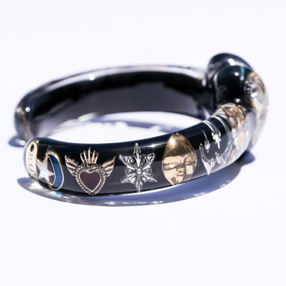 Mystic heart eye Bracelet -Black × Blue green × white