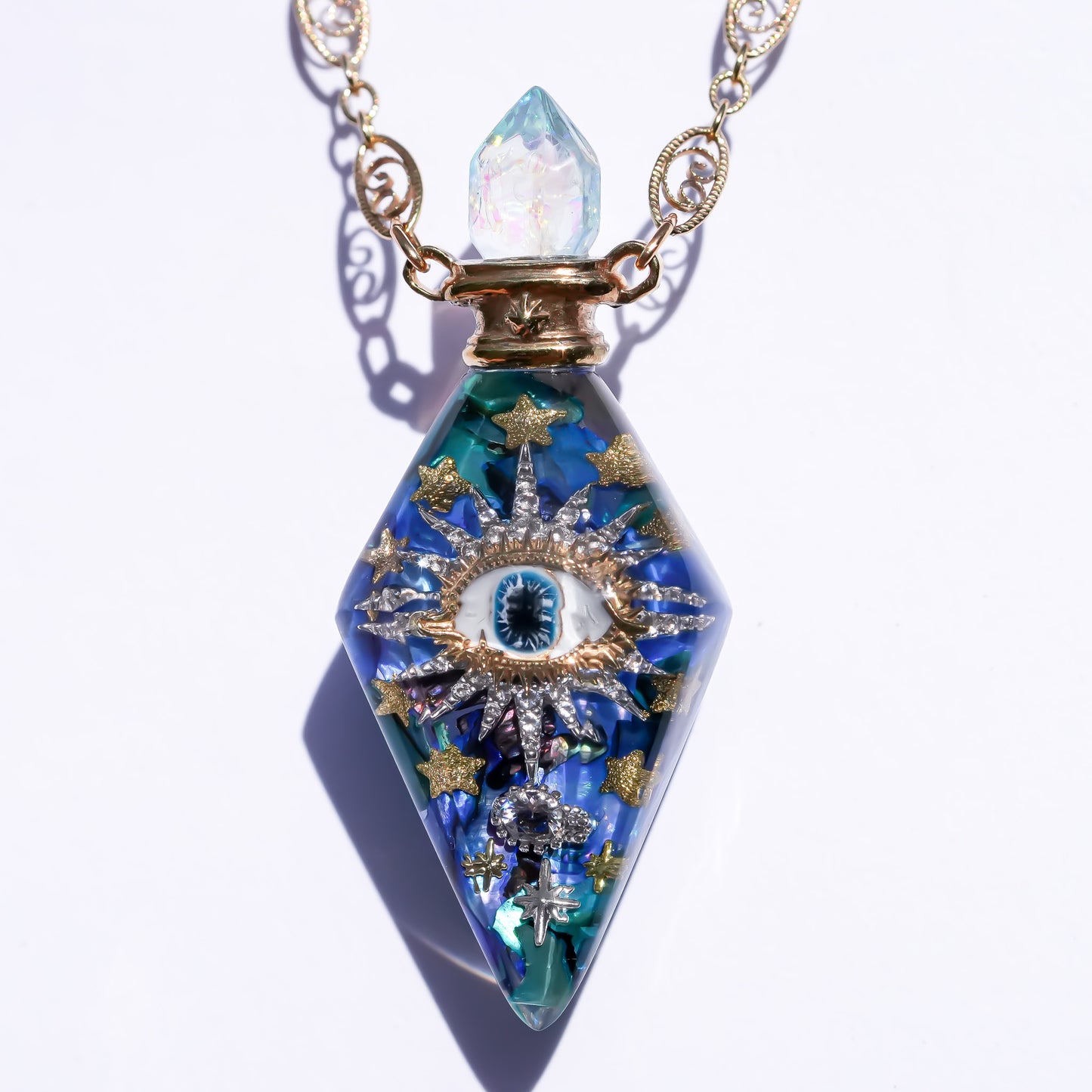 Magic essence bottle necklace -Blue green