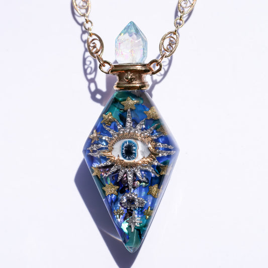 Magic essence bottle necklace -Blue green