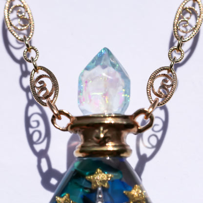 Magic essence bottle necklace -Blue green