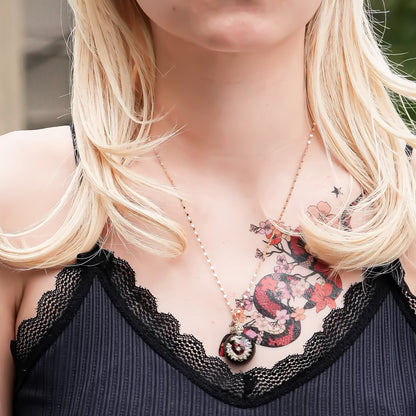 Miniature Ornament Necklace / Heart / Black