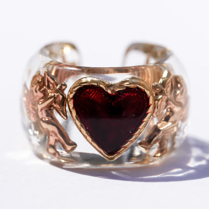 Angel heart ear cuff - purple × red