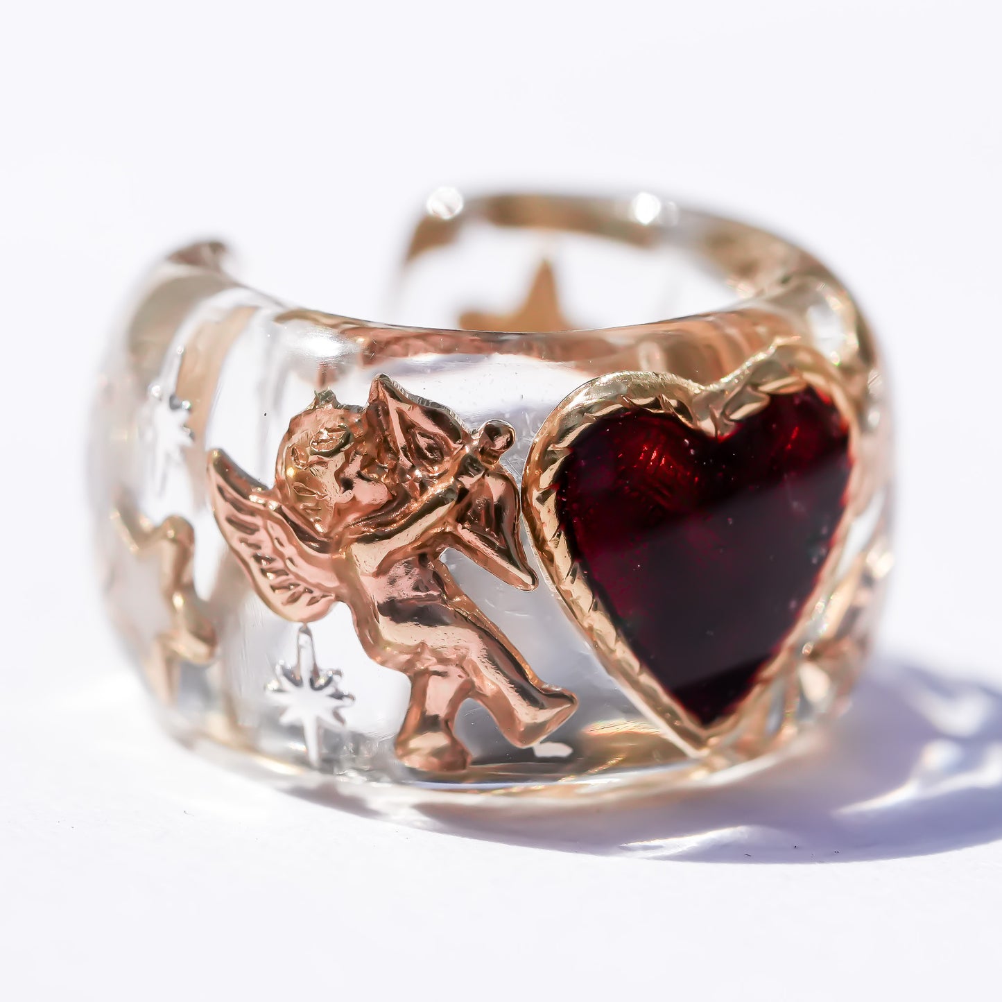 Angel heart ear cuff - purple × red