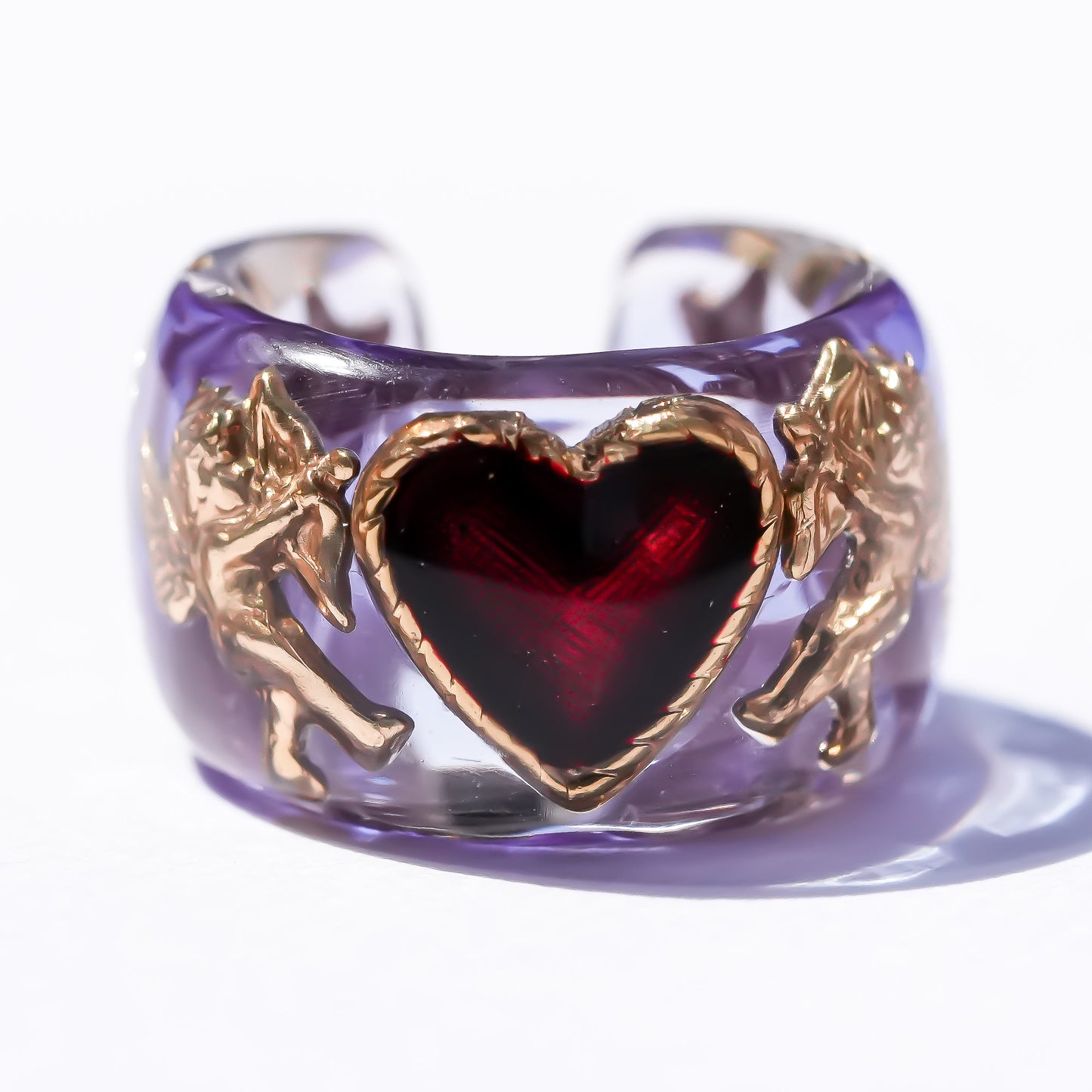 Angel heart ear cuff - purple × red