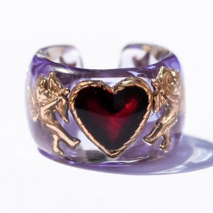 Angel heart ear cuff - purple × red