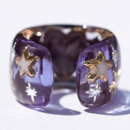 Angel heart ear cuff - purple × red