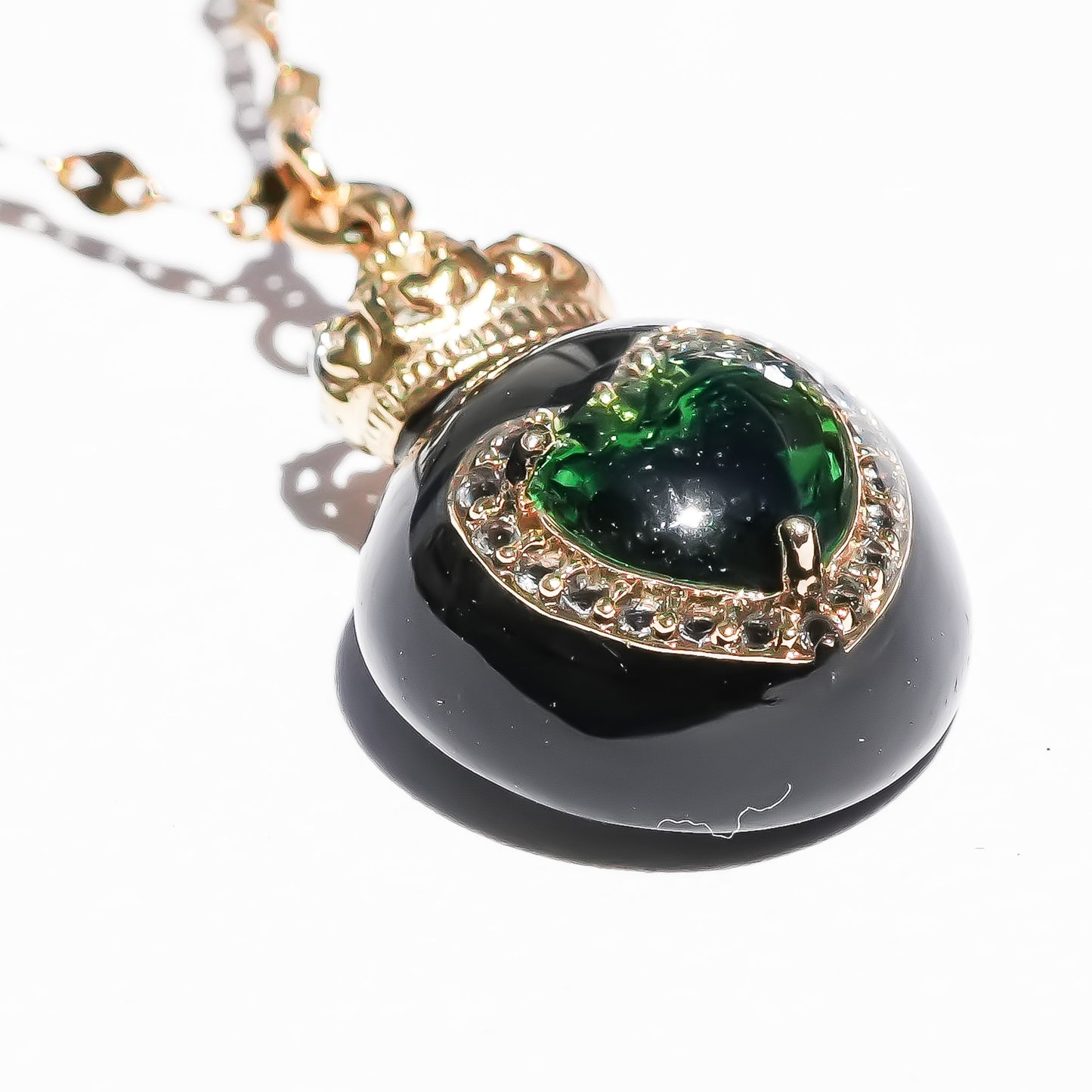 Miniature Ornament Necklace / Heart / Jewel Green