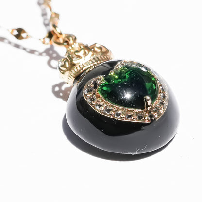 Miniature Ornament Necklace / Heart / Jewel Green