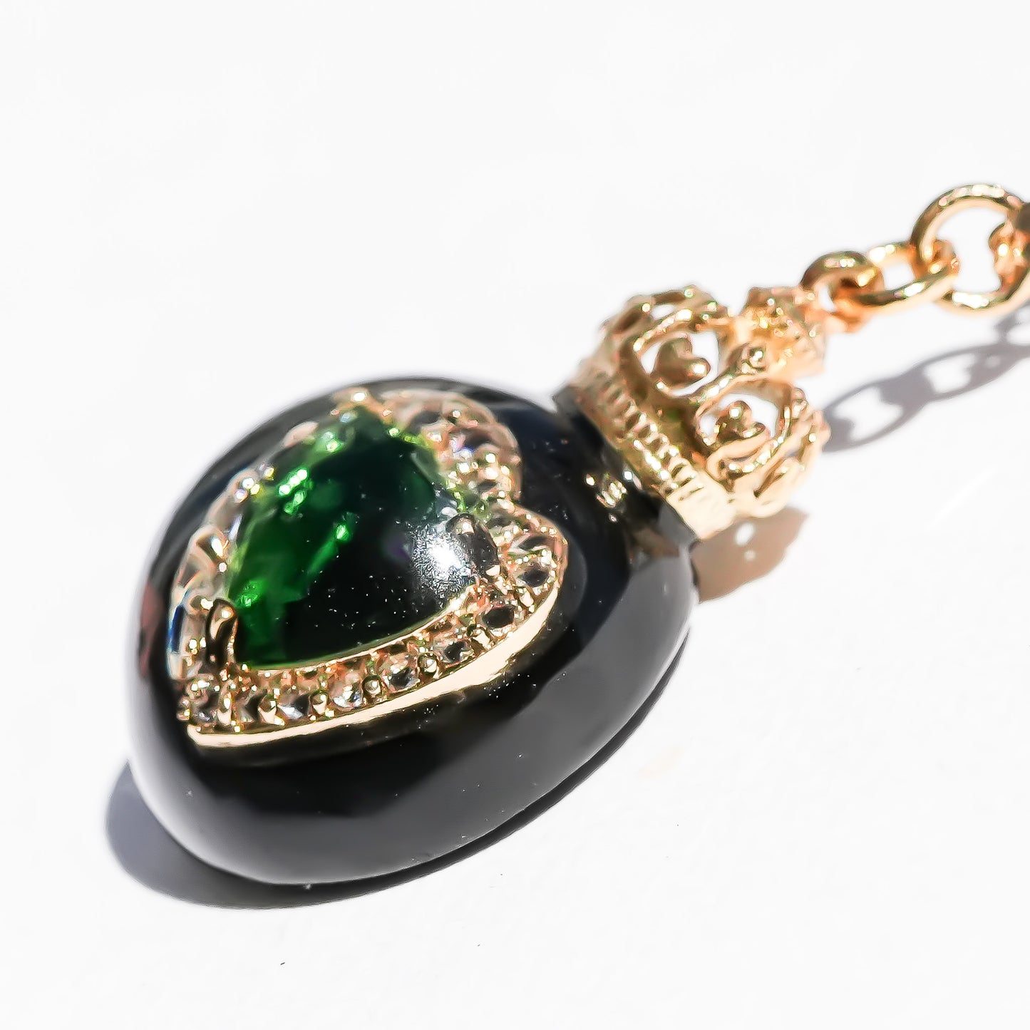Miniature Ornament Necklace / Heart / Jewel Green
