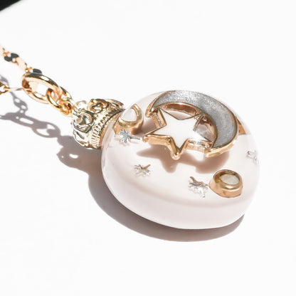 Miniature Ornament Necklace / Moon / Smoky White