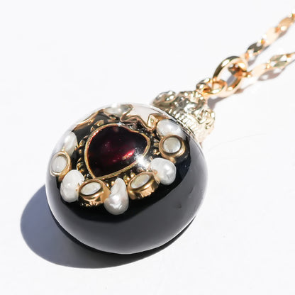 Miniature Ornament Necklace / Heart / Black