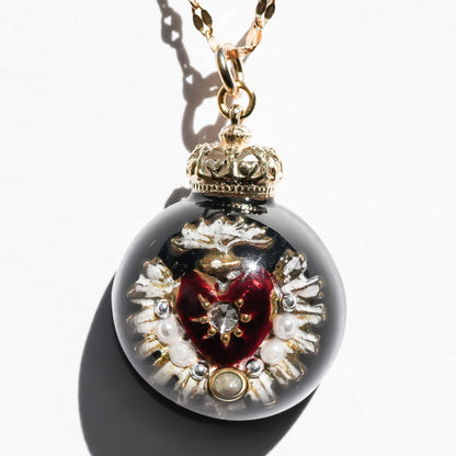 Miniature Ornament Necklace / Heart / Black