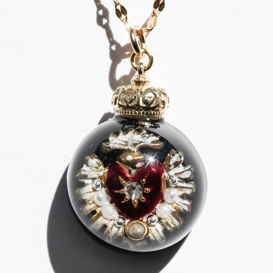 Miniature Ornament Necklace / Heart / Black
