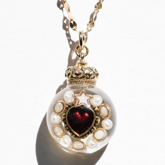 Miniature Ornament Necklace / Heart / Clear