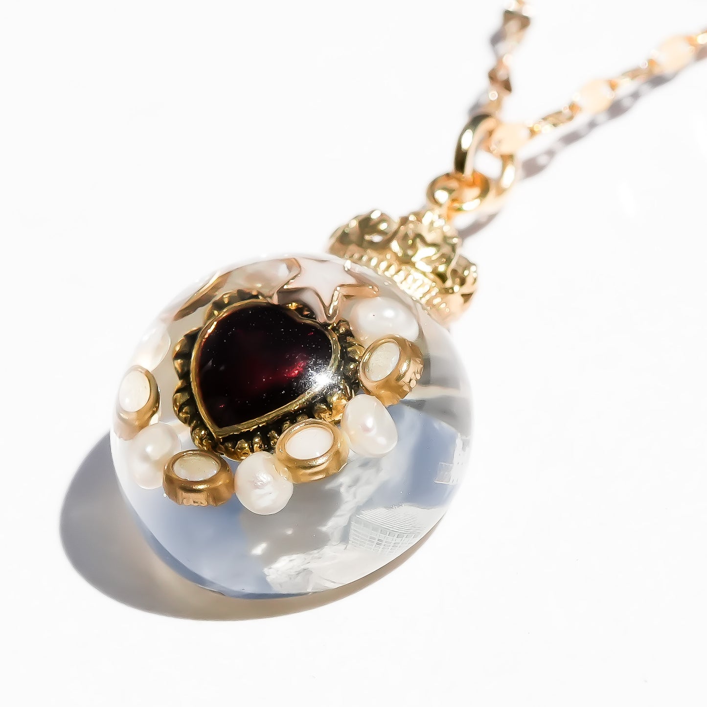 Miniature Ornament Necklace / Heart / Clear