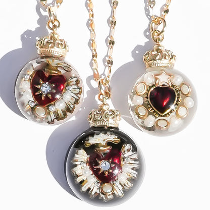 Miniature Ornament Necklace / Heart / Clear
