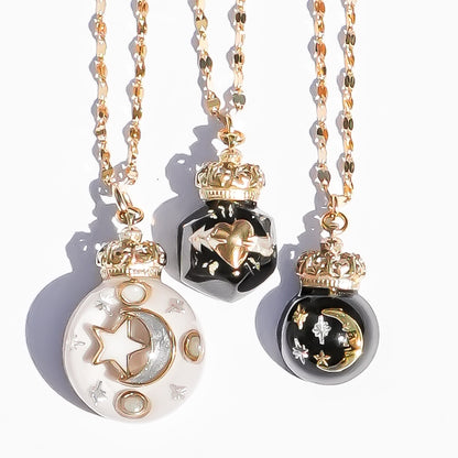 Miniature Ornament Necklace / Moon / Smoky White