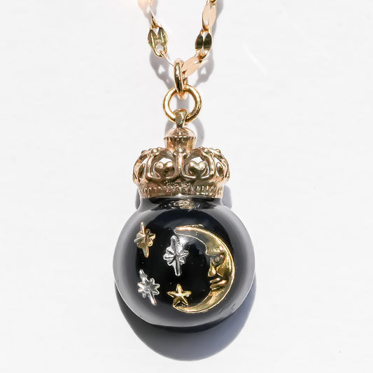 Miniature Ornament Necklace / Moon / Black