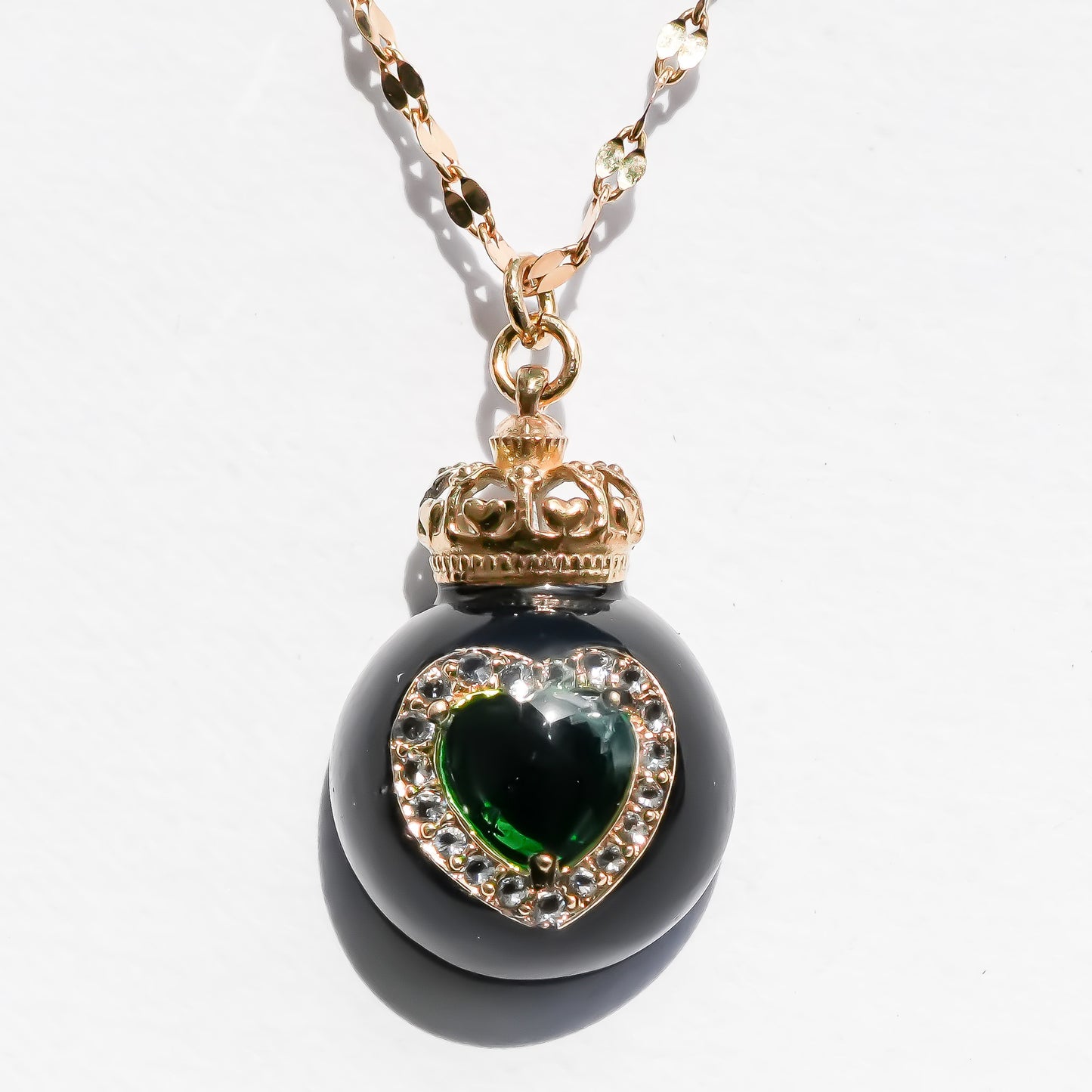Miniature Ornament Necklace / Heart / Jewel Green