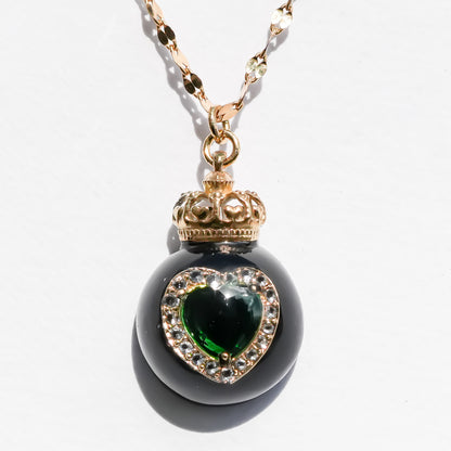 Miniature Ornament Necklace / Heart / Jewel Green