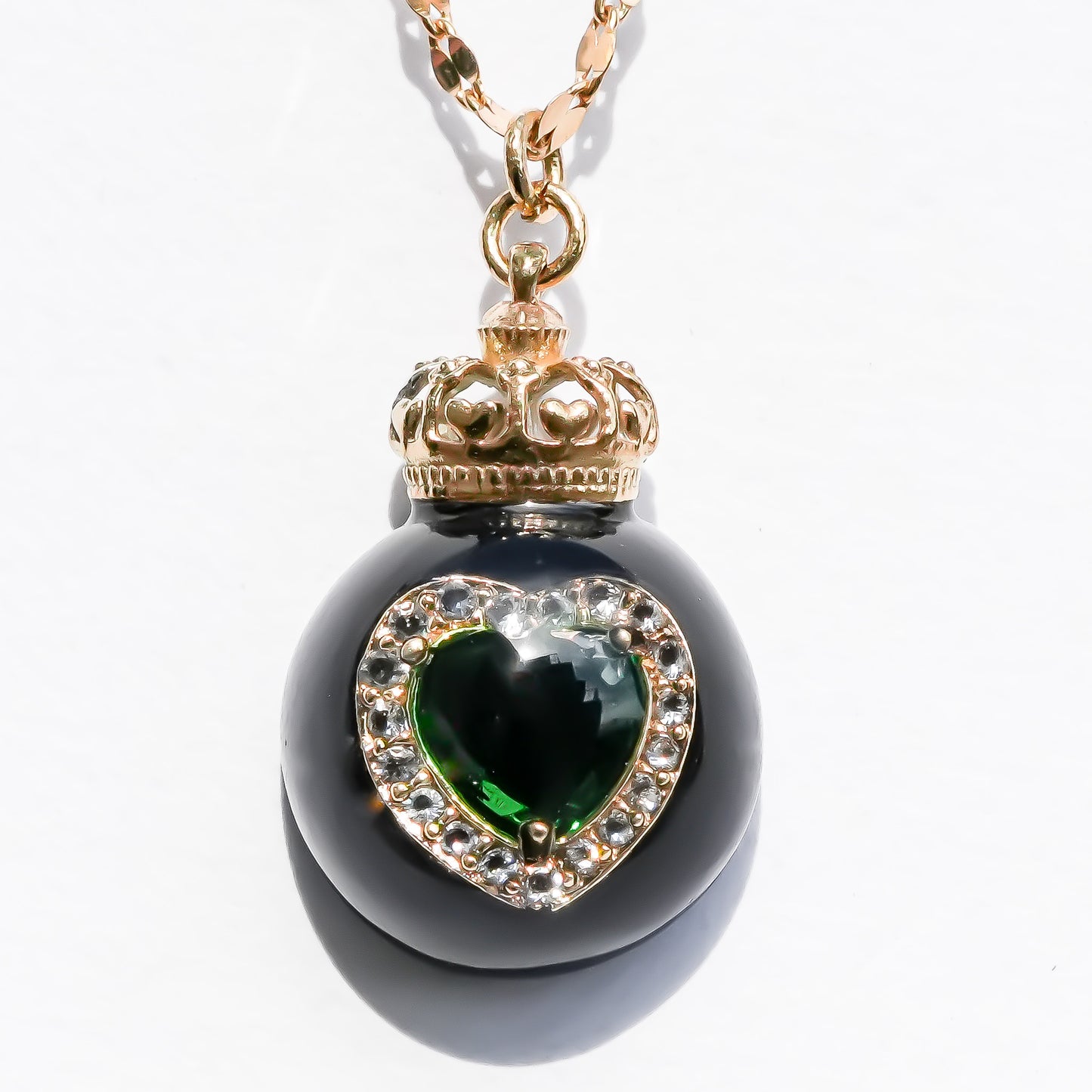 Miniature Ornament Necklace / Heart / Jewel Green