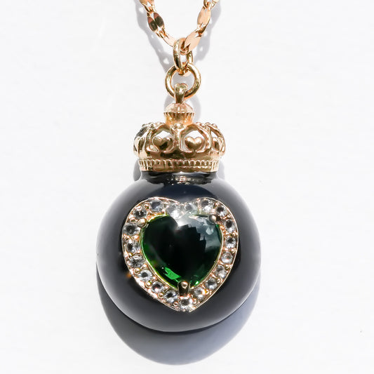 Miniature Ornament Necklace / Heart / Jewel Green