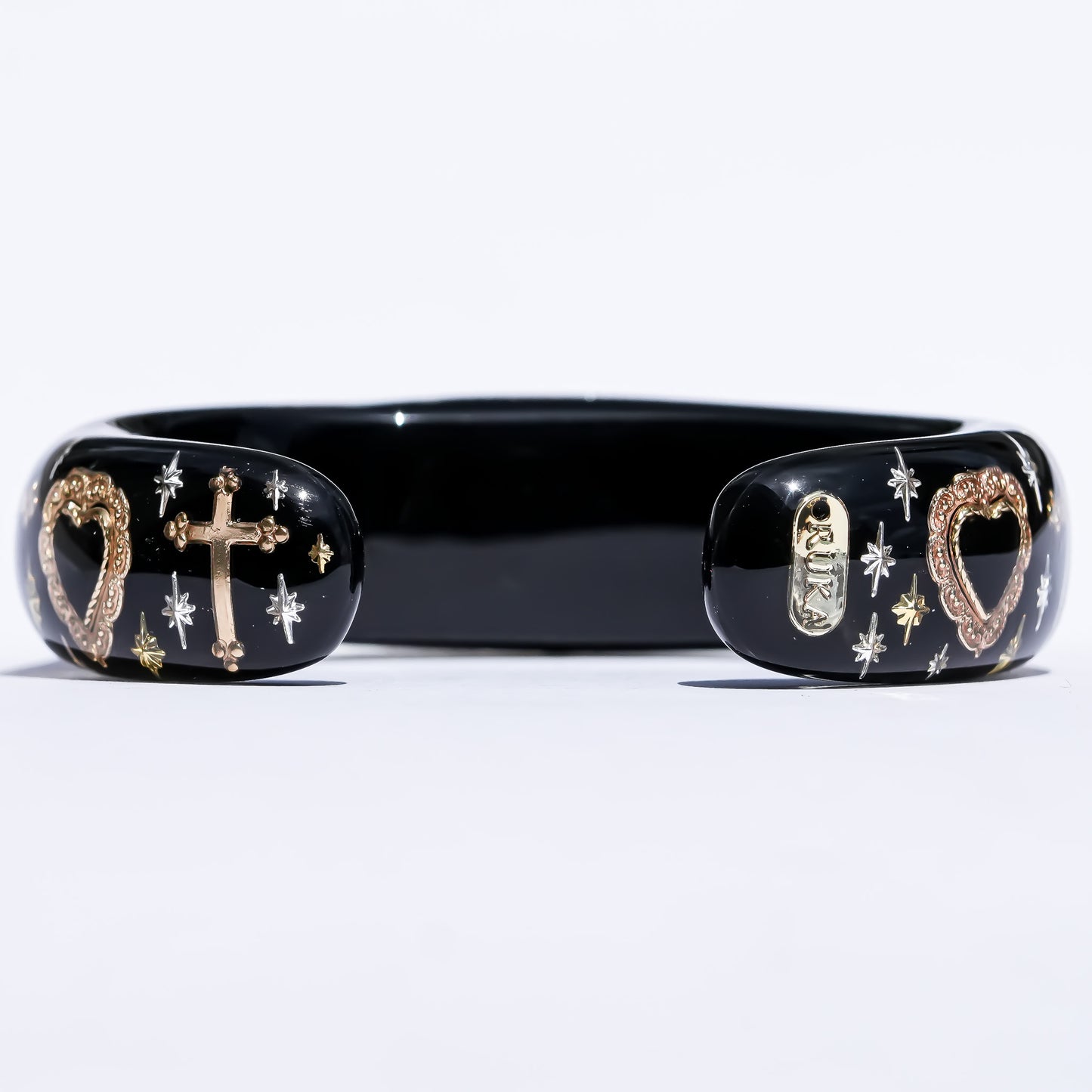 Sacred Heart Cross Bracelet - Black × Red