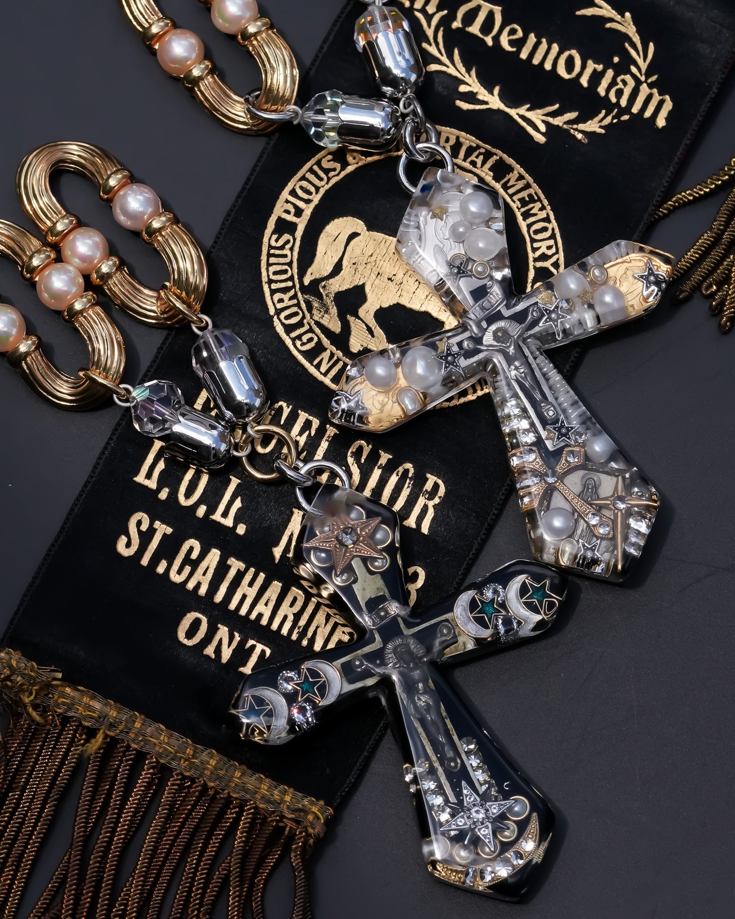 Starlit Cross Necklace - Black
