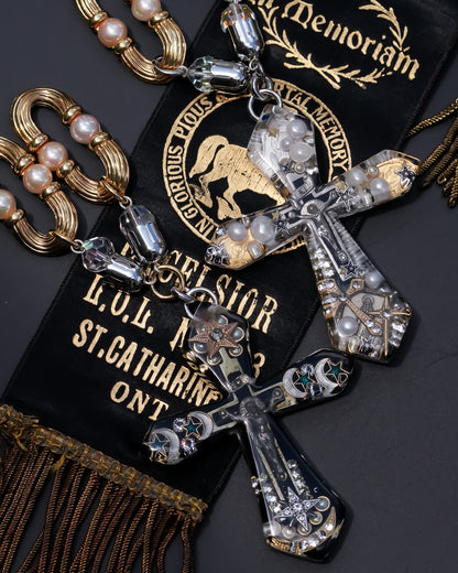 Starlit Cross Necklace - Black