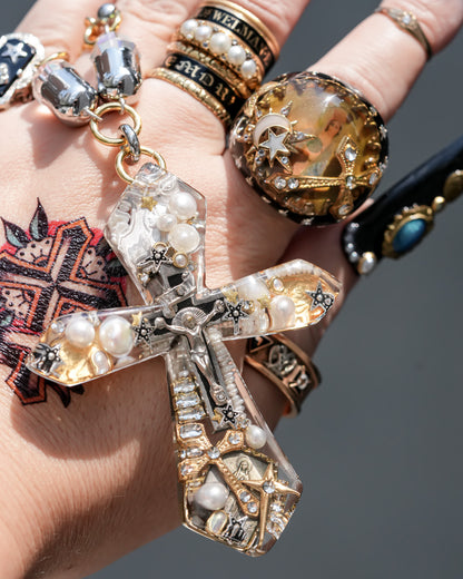 Starlit Cross Necklace - Clear