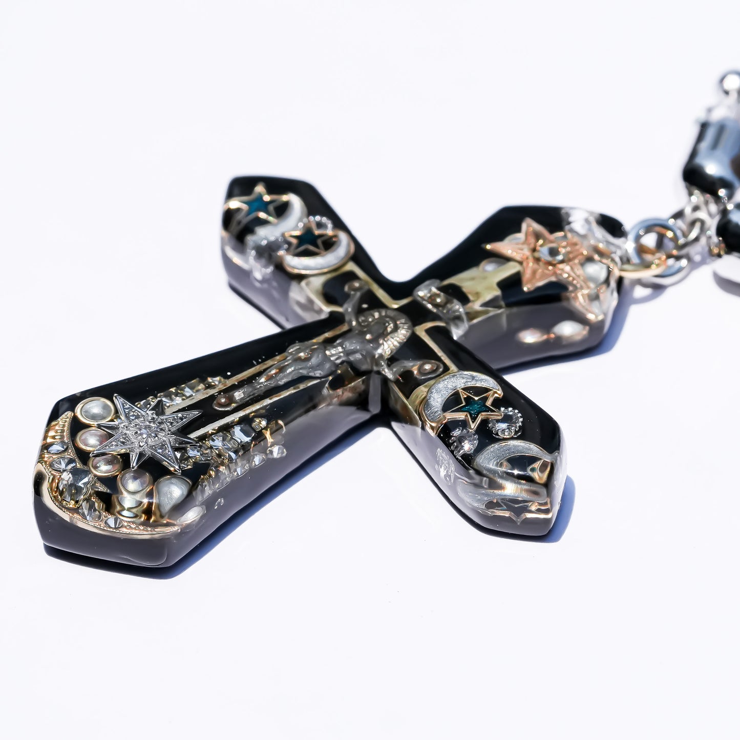 Starlit Cross Necklace - Black