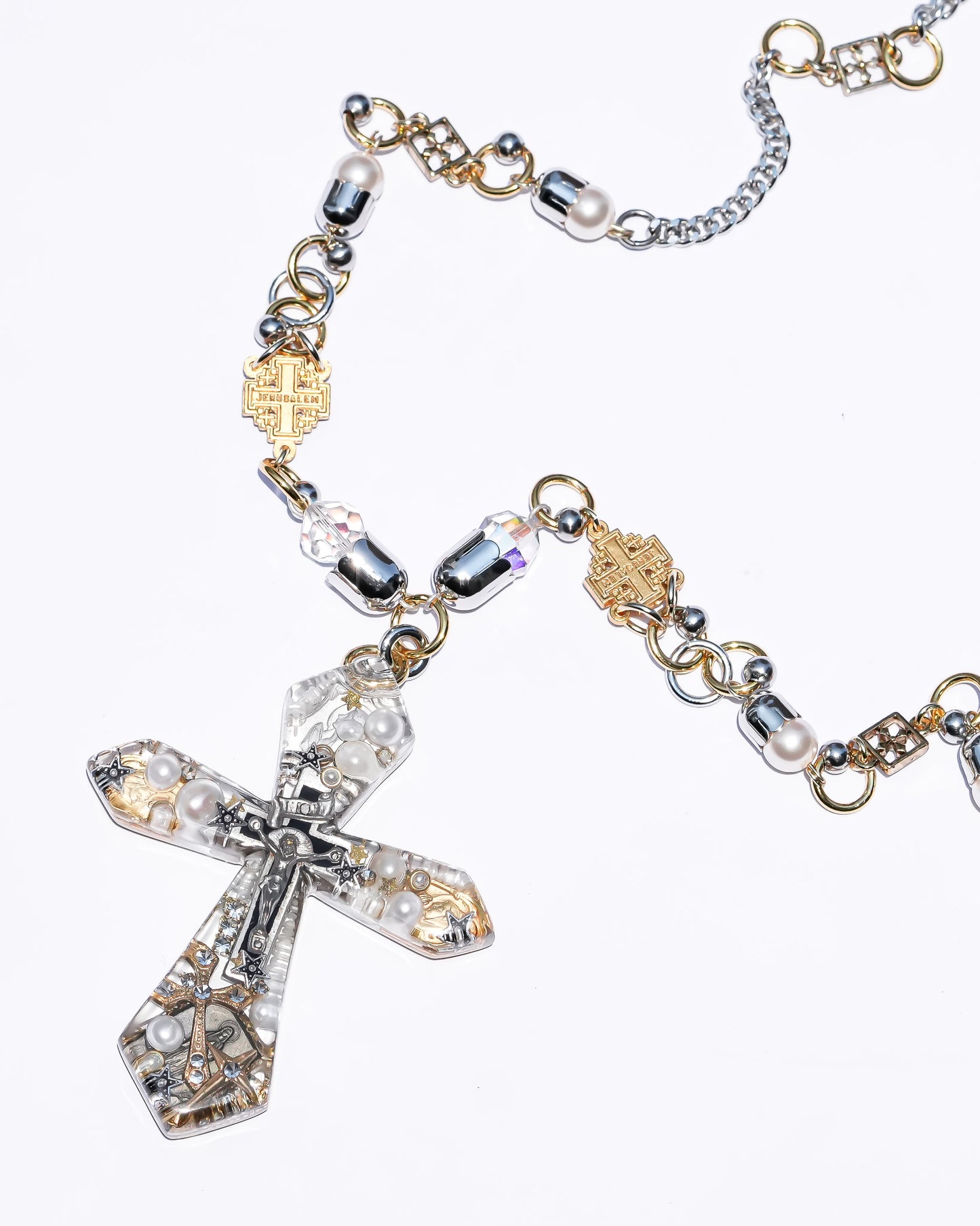 Starlit Cross Necklace - Clear