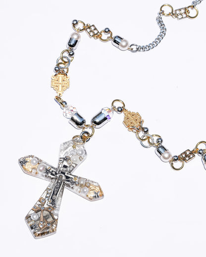 Starlit Cross Necklace - Clear