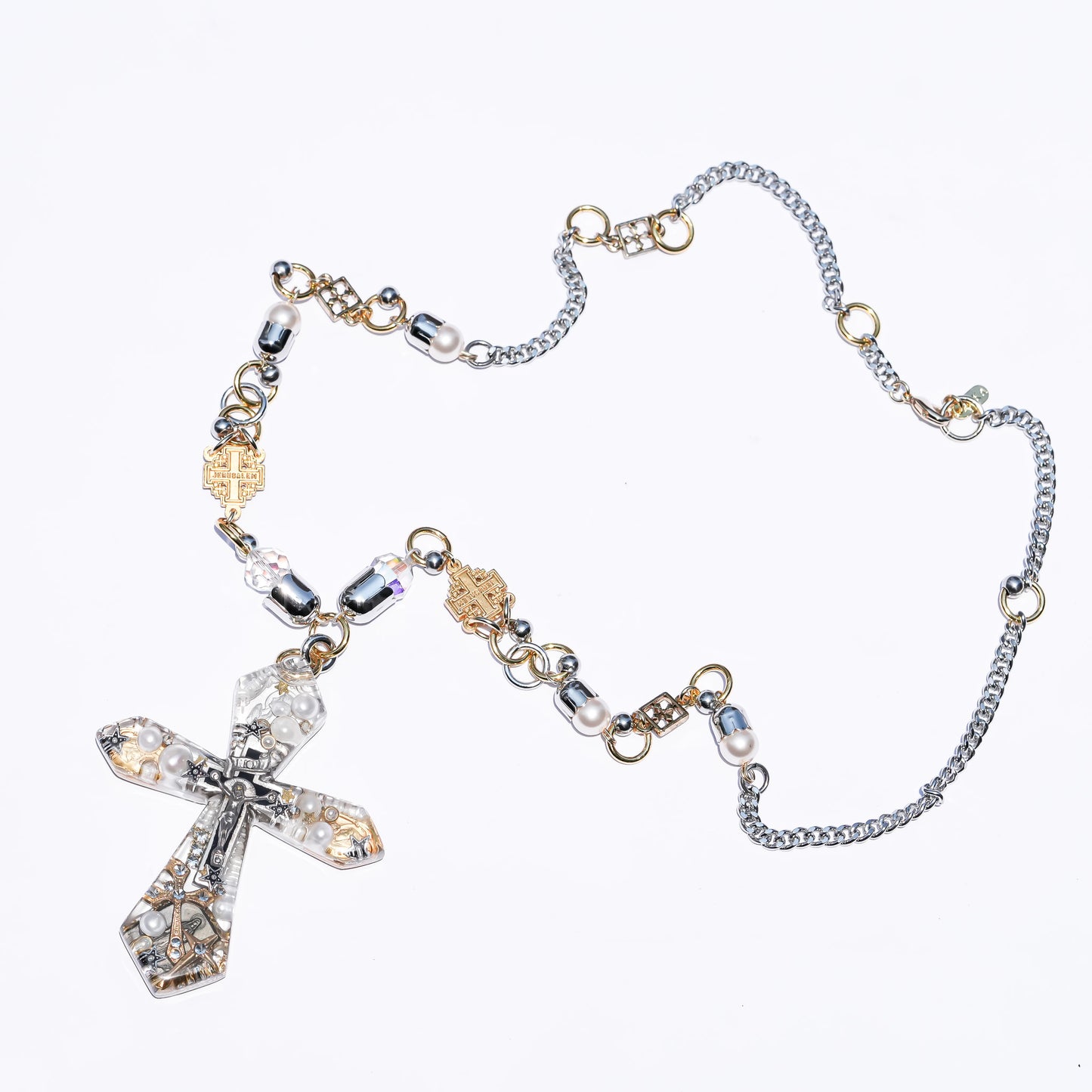 Starlit Cross Necklace - Clear
