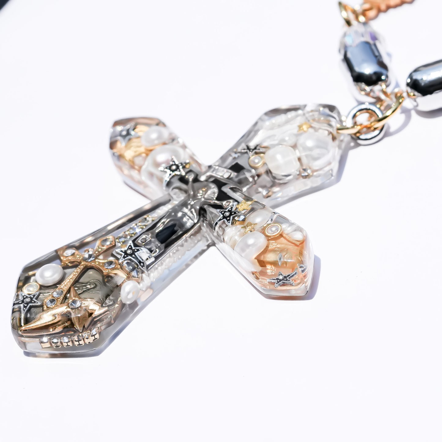Starlit Cross Necklace - Clear