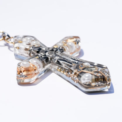Starlit Cross Necklace - Clear