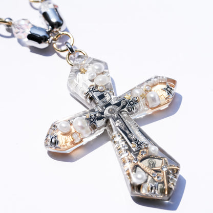 Starlit Cross Necklace - Clear
