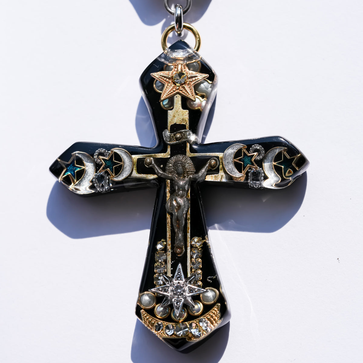 Starlit Cross Necklace - Black