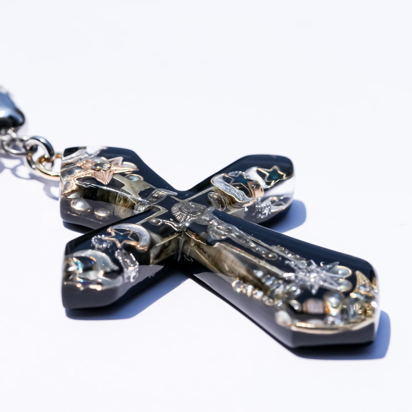 Starlit Cross Necklace - Black